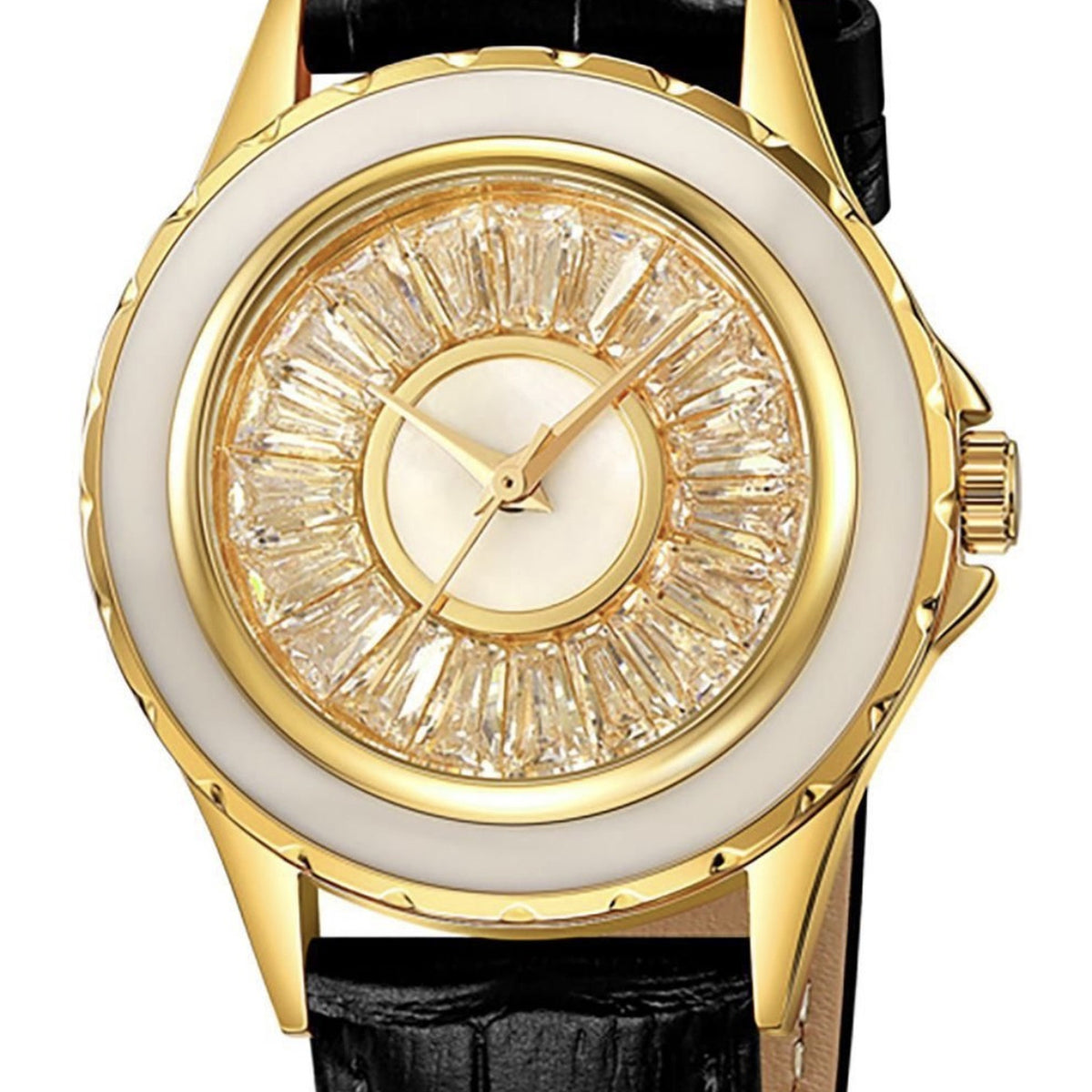 70374 - Invicta Celestial Lady 37.3mm Gold Tone Case Gold Metal Dial Black Band SD-006 Quartz #3 - image 1