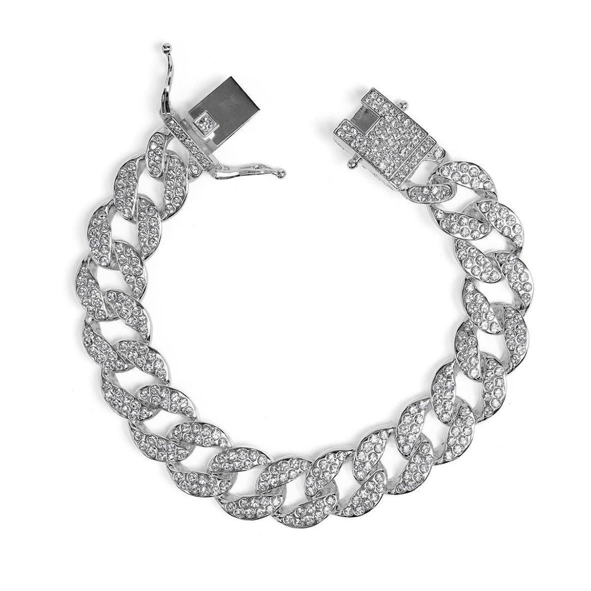 80831 - Invicta Elements Men's Iced out Cuban Chain Bracelet, Silver #14