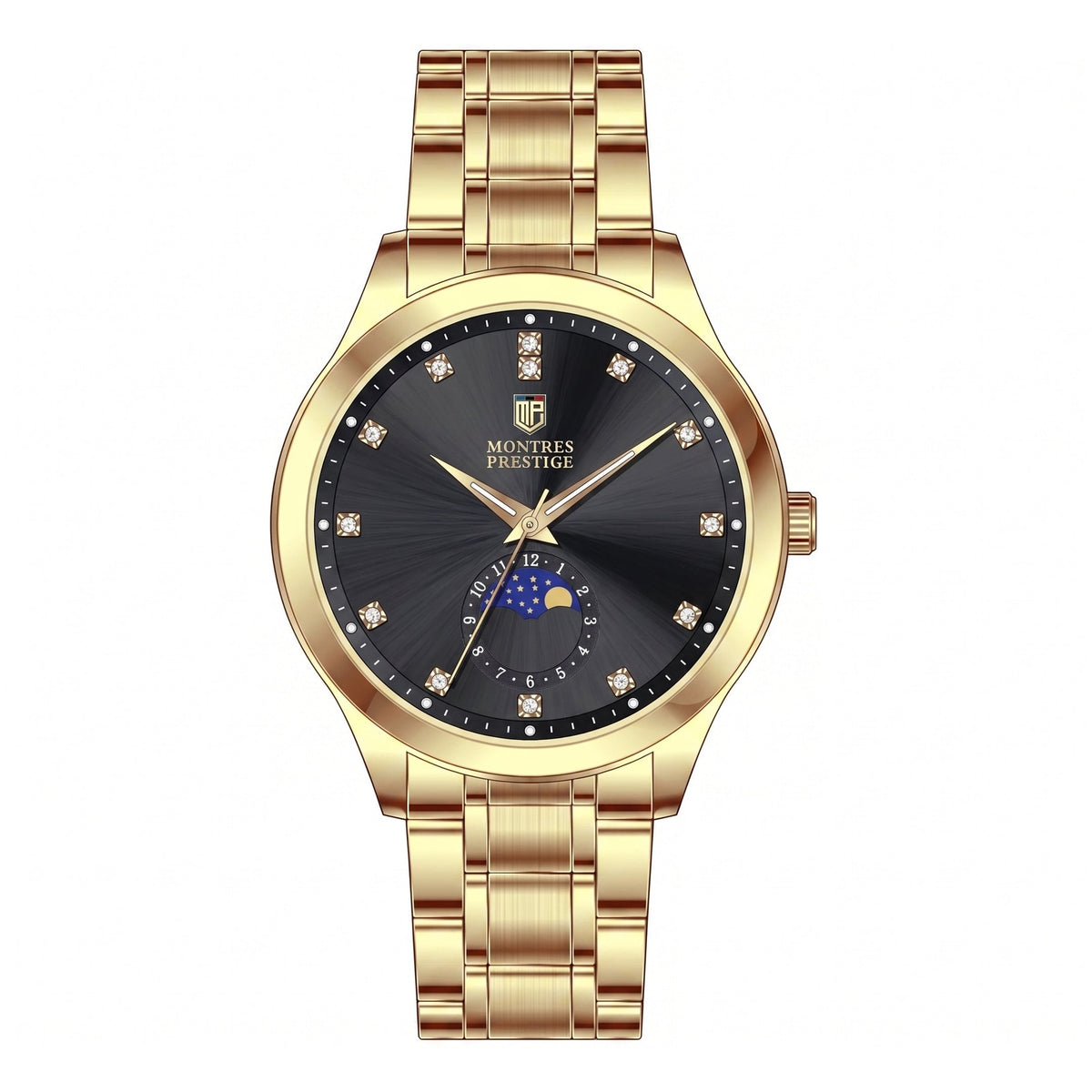 MPW-0364 - Montres Prestige Men 42mm Gold Tone Case Black Metal Dial  Quartz #1
