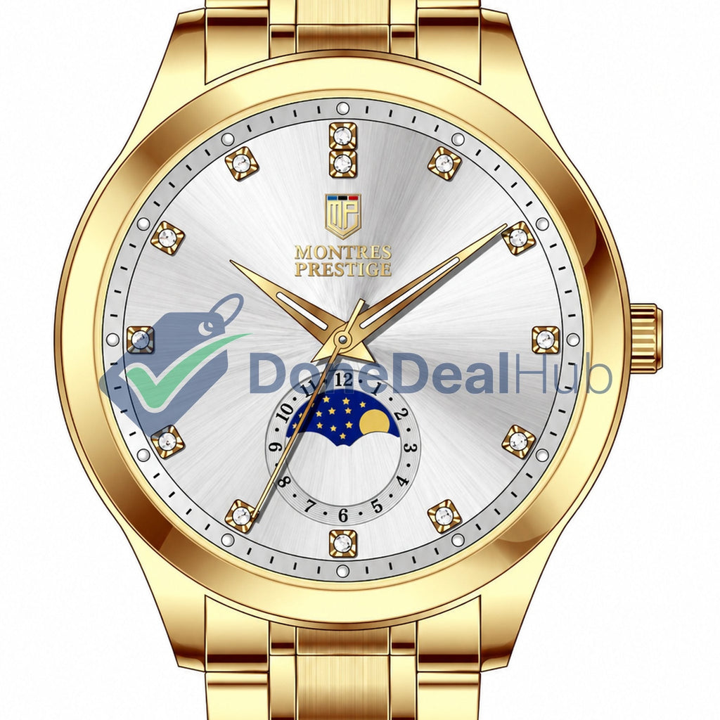 MPW-0365 - Montres Prestige Men 42mm Gold Tone Case Silver Metal Dial Silver Band MG68 Quartz #1
