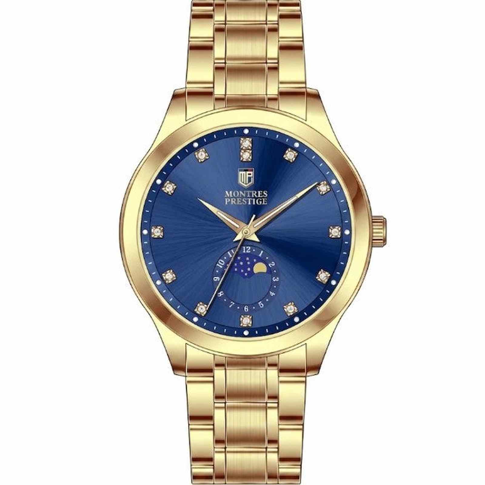 MPW-0366 - Montres Prestige Men 42mm Gold Tone Case Blue Metal Dial MG68 Quartz #25